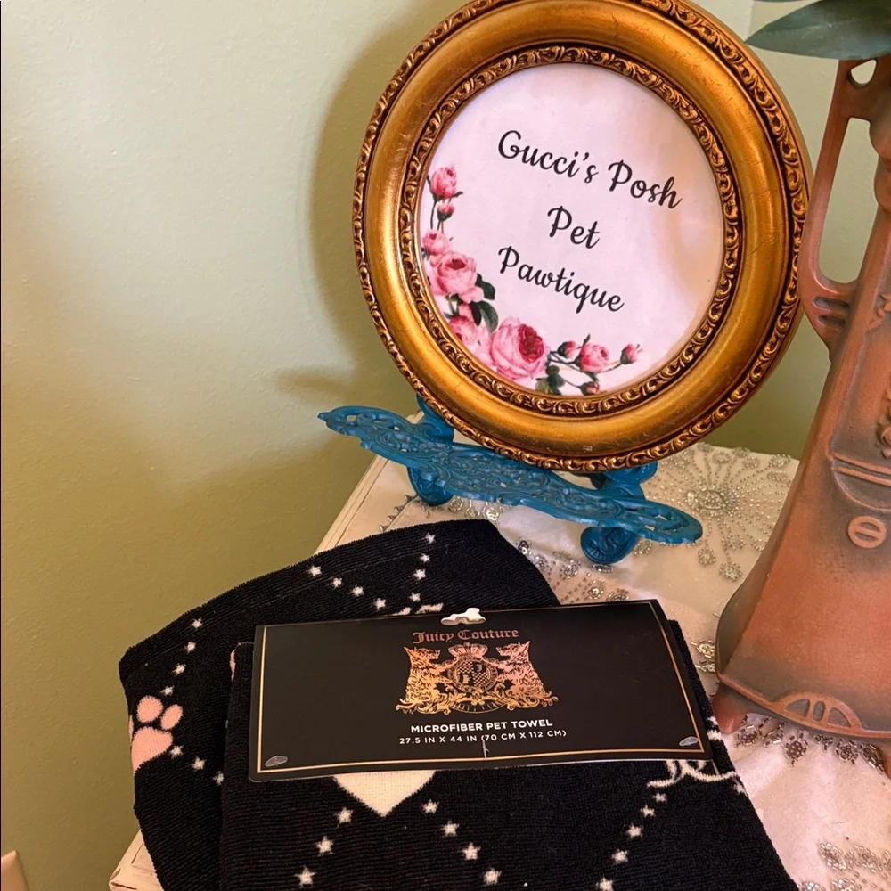 Juicy Couture Black and Pink Pet Towel Designer Doggy Gucci’s Posh Pet Pawtique